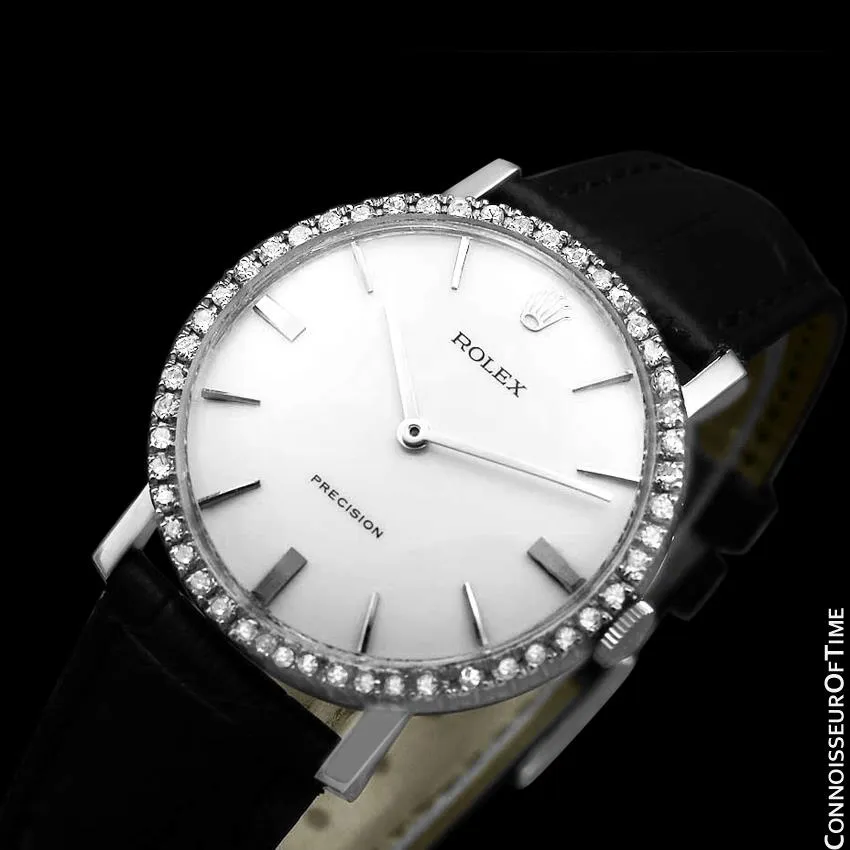1973 Rolex Precision Vintage Mens Ref. 3411 Dress Watch - Stainless Steel & Diamonds