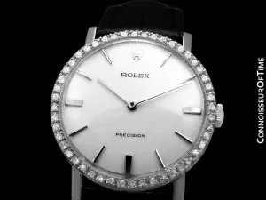 1973 Rolex Precision Vintage Mens Ref. 3411 Dress Watch - Stainless Steel & Diamonds