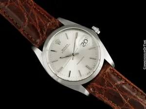 1973 Rolex Vintage Mens Oysterdate Date Watch, Silver Dial - Stainless Steel