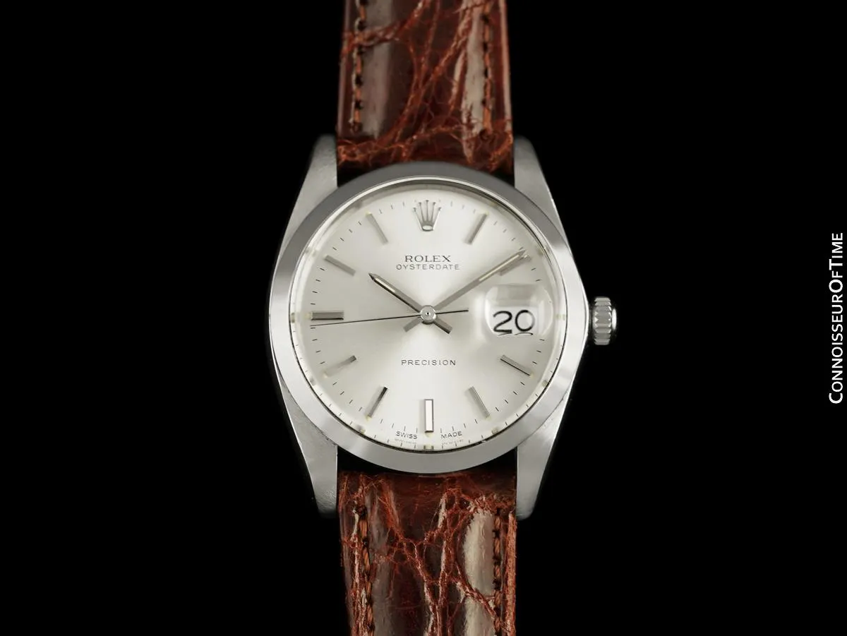 1973 Rolex Vintage Mens Oysterdate Date Watch, Silver Dial - Stainless Steel