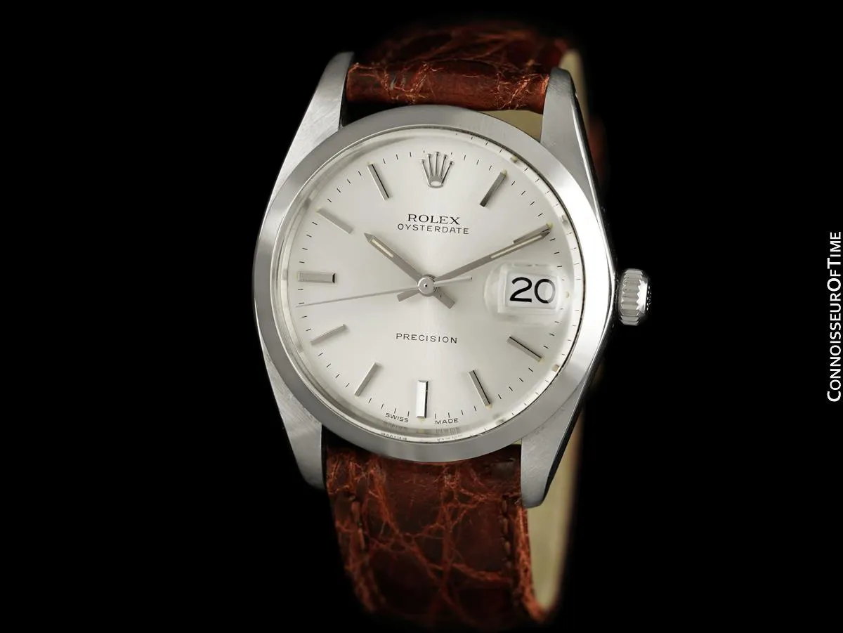 1973 Rolex Vintage Mens Oysterdate Date Watch, Silver Dial - Stainless Steel