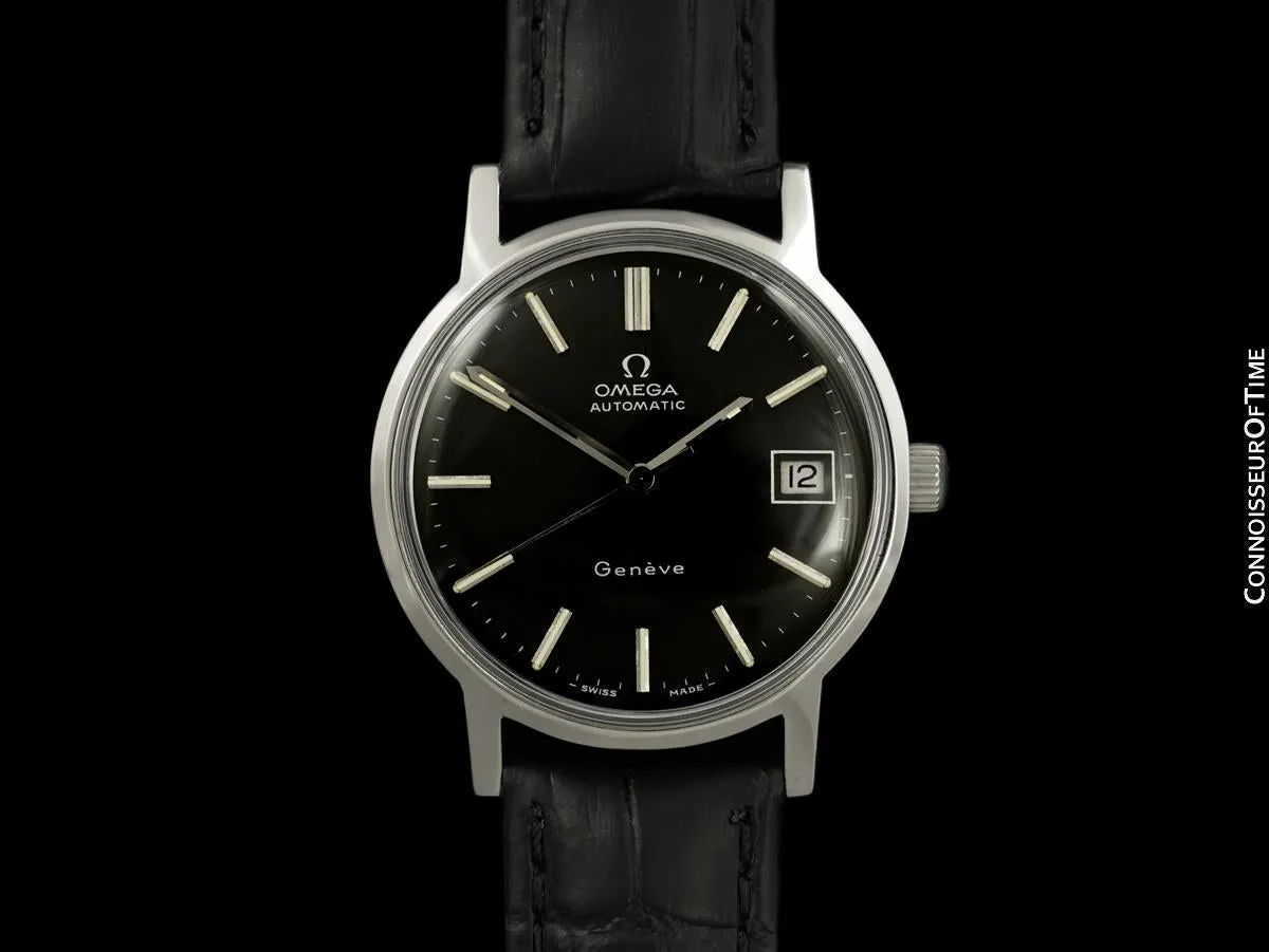 1974 Omega Geneve Vintage Mens Automatic Watch with Quick-Setting Date - Stainless Steel