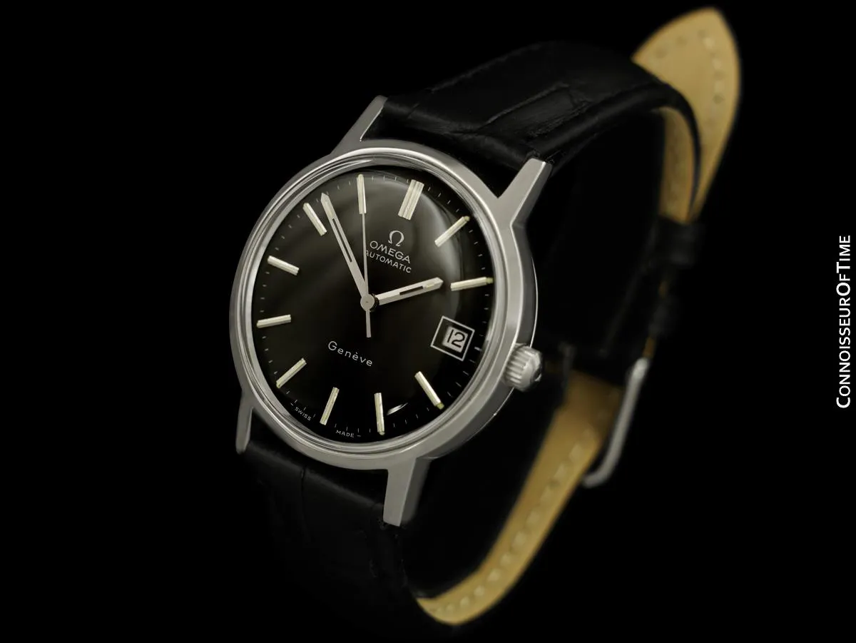 1974 Omega Geneve Vintage Mens Automatic Watch with Quick-Setting Date - Stainless Steel
