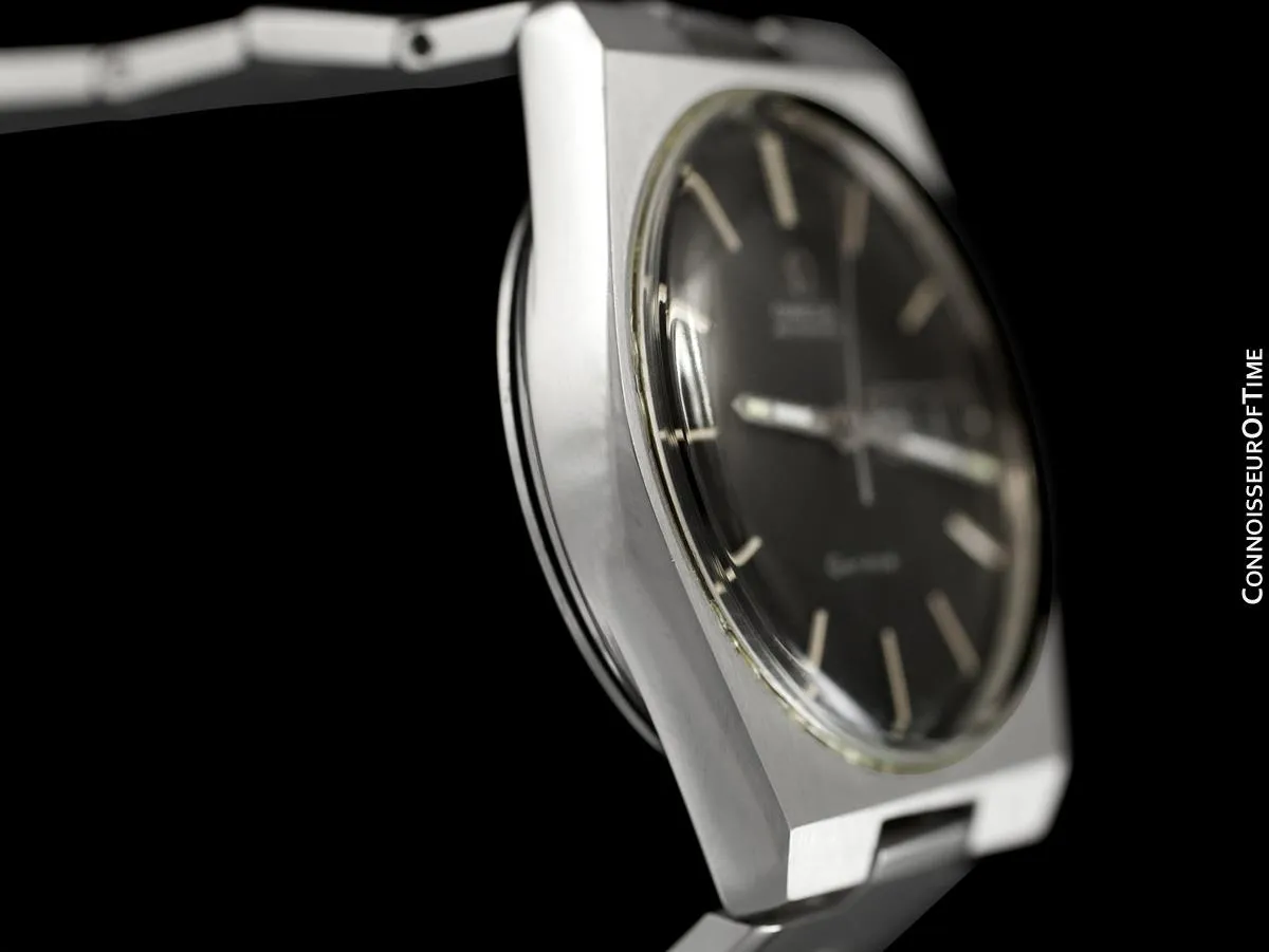 1974 Omega Geneve Vintage Mens Watch, Quick-Setting Day & Date - Stainless Steel