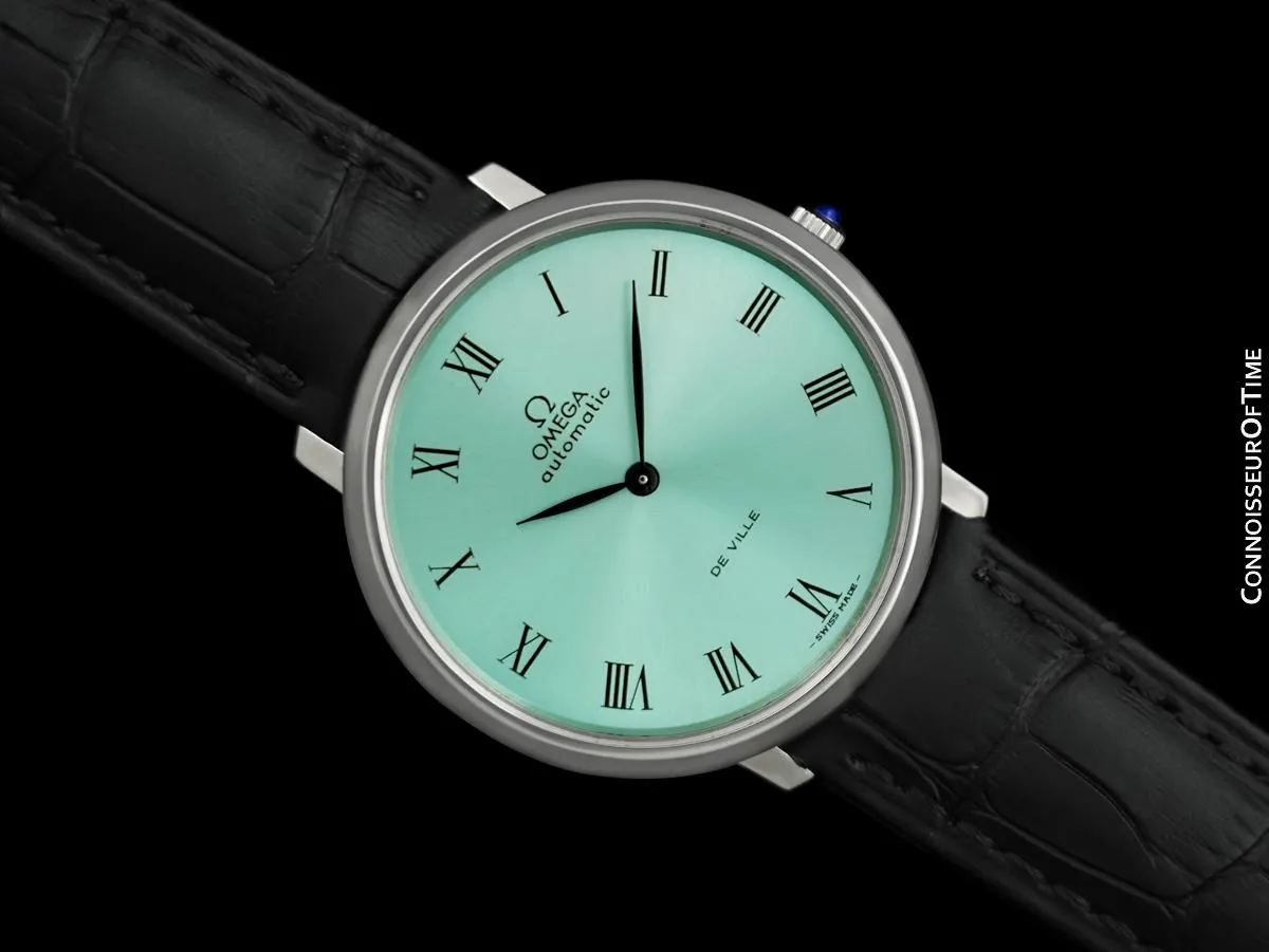1974 Omega Vintage De Ville Mens Full Size Automatic Watch with Tiffany Blue Dial - Stainless Steel