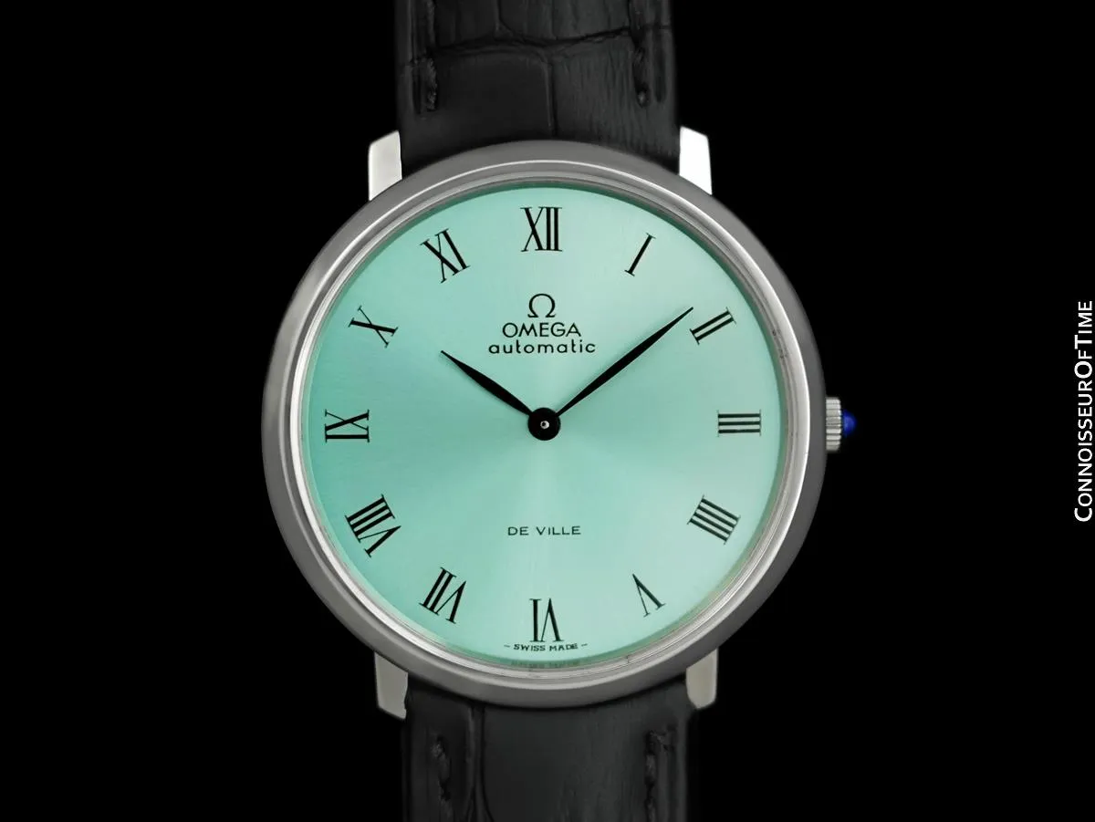 1974 Omega Vintage De Ville Mens Full Size Automatic Watch with Tiffany Blue Dial - Stainless Steel