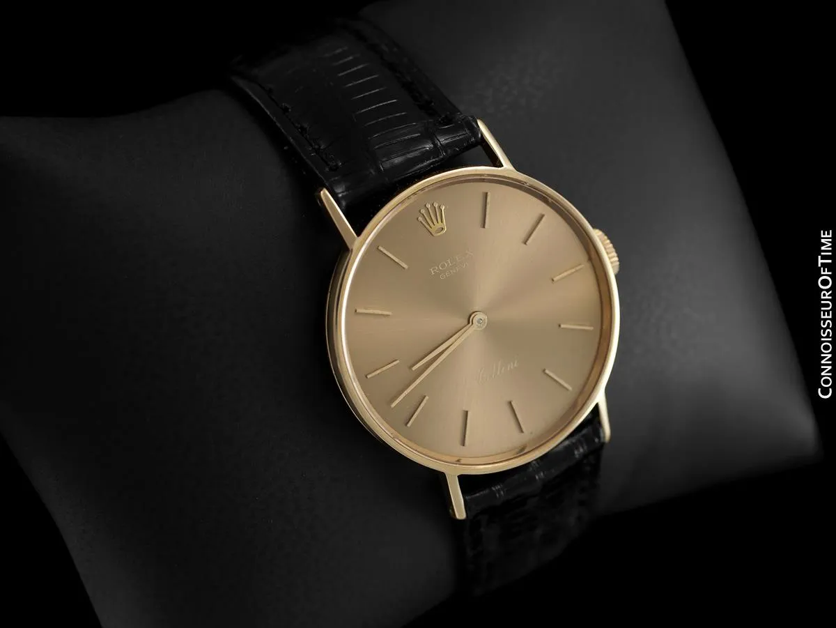 1974 Rolex Cellini Vintage Mens Midsize 31mm Round Monochromatic Watch, Dark Champagne Dial, Ref. 3833 - 14K Gold