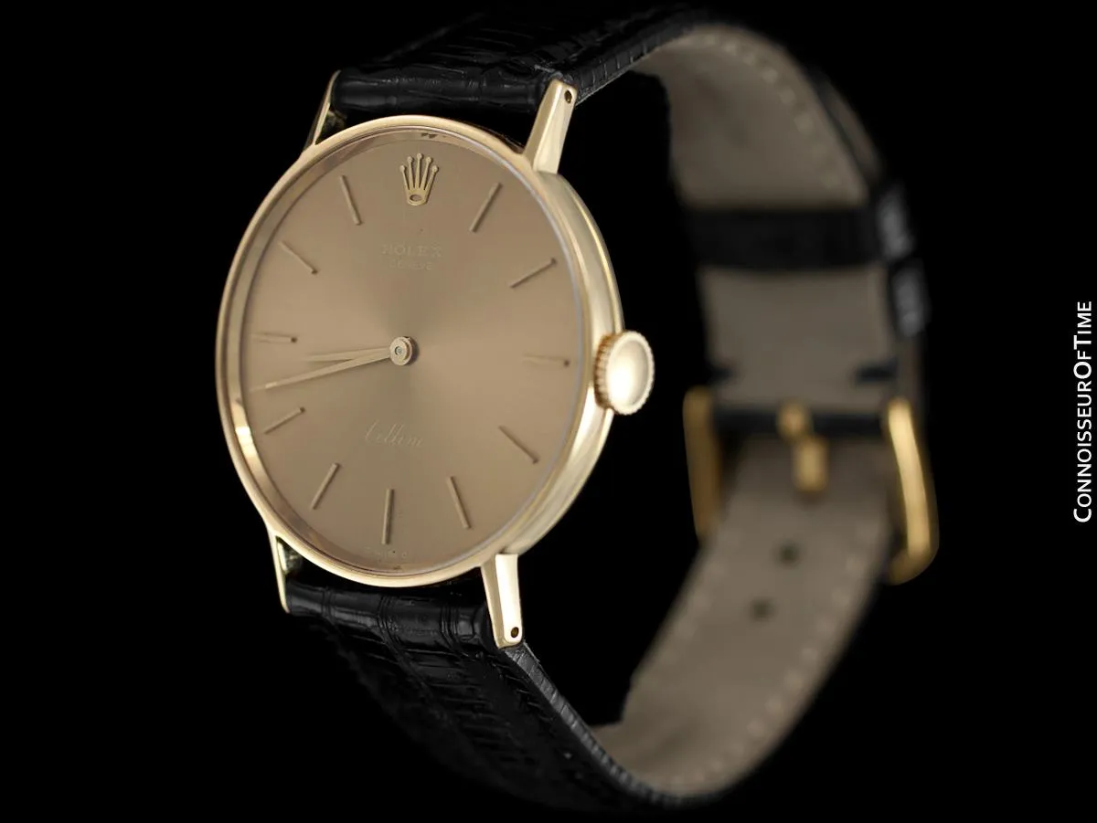 1974 Rolex Cellini Vintage Mens Midsize 31mm Round Monochromatic Watch, Dark Champagne Dial, Ref. 3833 - 14K Gold