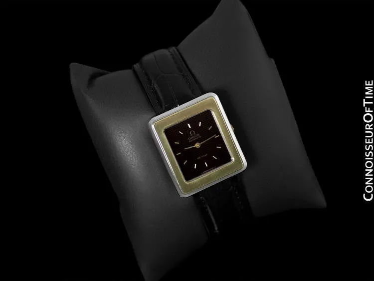 1975 Omega De Ville Vintage Mens Midsize Automatic Dress Watch - Stainless Steel & Solid 14K Gold Bezel