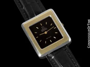 1975 Omega De Ville Vintage Mens Midsize Automatic Dress Watch - Stainless Steel & Solid 14K Gold Bezel