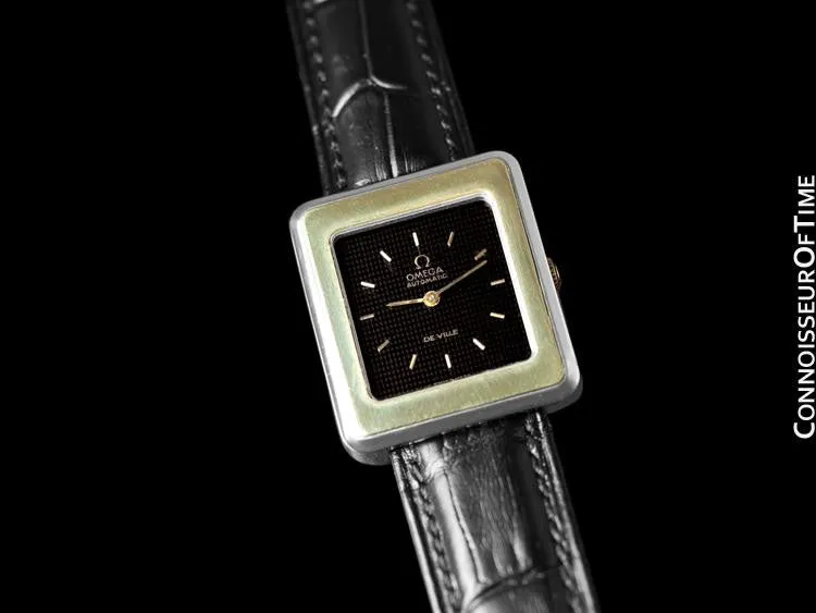 1975 Omega De Ville Vintage Mens Midsize Automatic Dress Watch - Stainless Steel & Solid 14K Gold Bezel