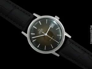 1975 Omega Geneve Vintage Mens Automatic Watch with Brown Vignette Dial - Stainless Steel