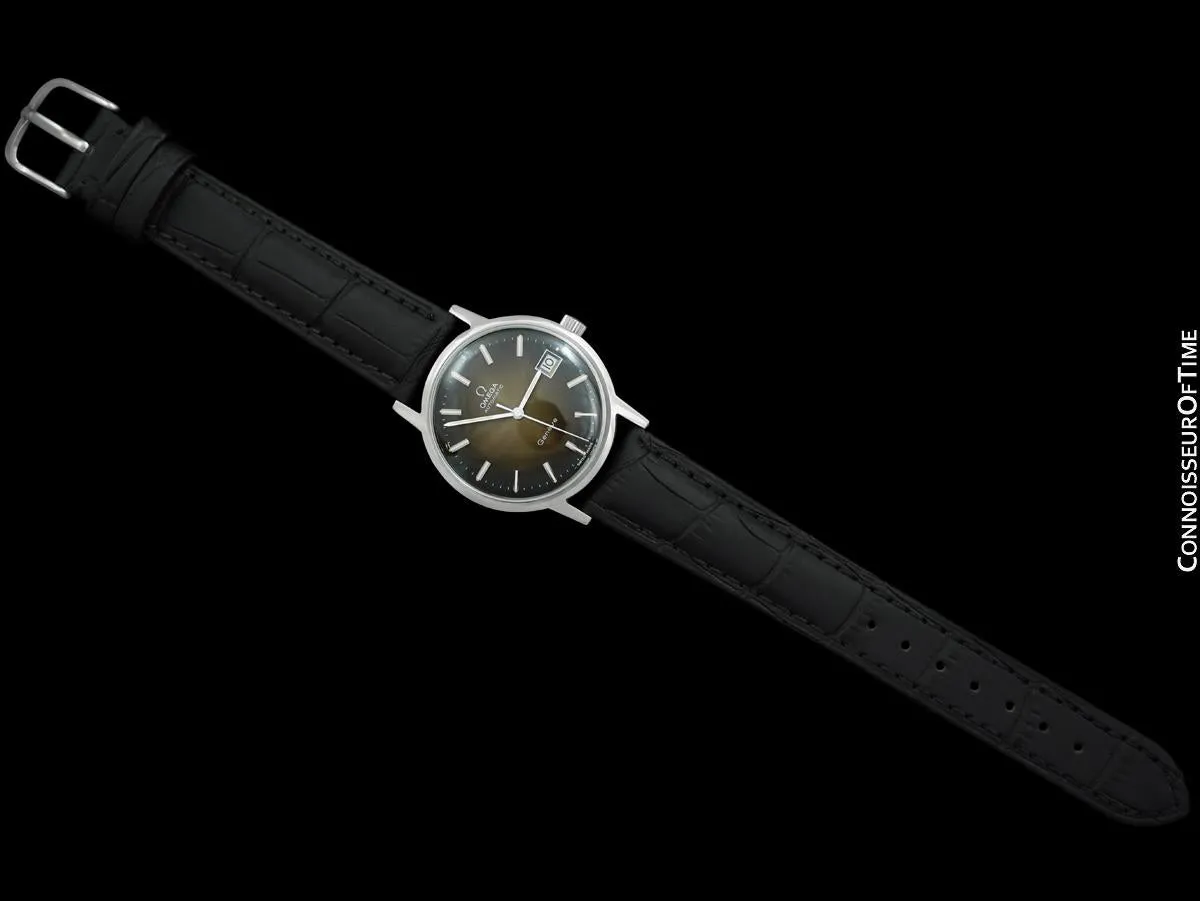 1975 Omega Geneve Vintage Mens Automatic Watch with Brown Vignette Dial - Stainless Steel