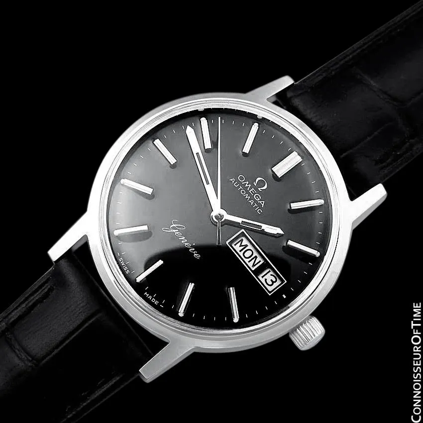 1976 Omega Geneve Vintage Automatic Day Date Mens Watch - Stainless Steel