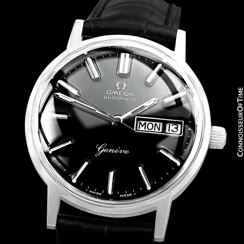 1976 Omega Geneve Vintage Automatic Day Date Mens Watch - Stainless Steel