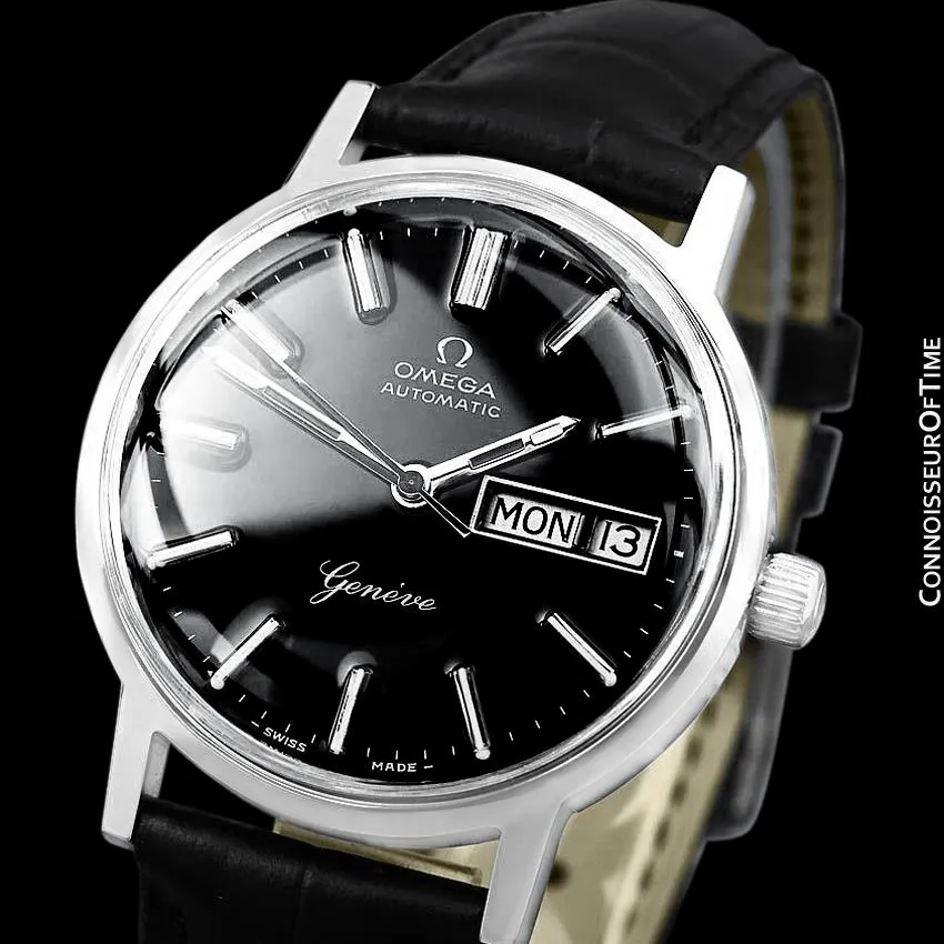 1976 Omega Geneve Vintage Automatic Day Date Mens Watch - Stainless Steel