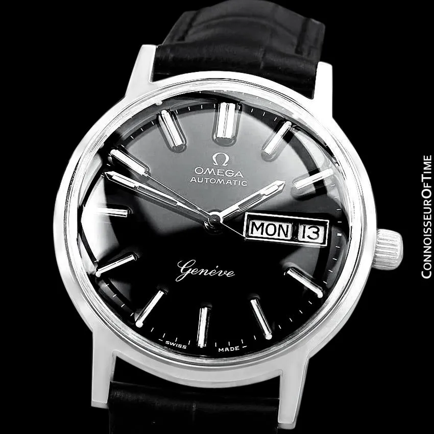 1976 Omega Geneve Vintage Automatic Day Date Mens Watch - Stainless Steel