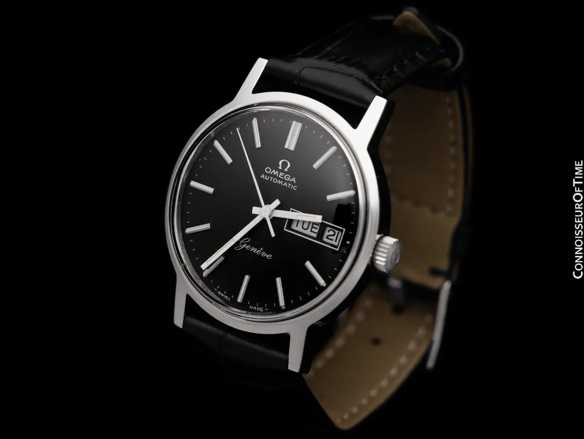 1976 Omega Geneve Vintage Automatic Day Date Mens Watch - Stainless Steel