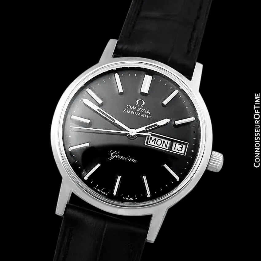 1976 Omega Geneve Vintage Automatic Day Date Mens Watch - Stainless Steel
