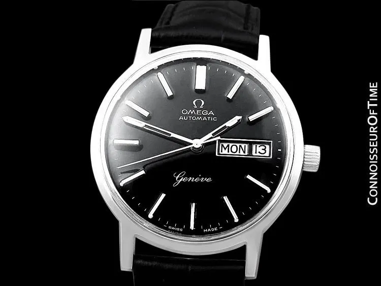 1976 Omega Geneve Vintage Automatic Day Date Mens Watch - Stainless Steel