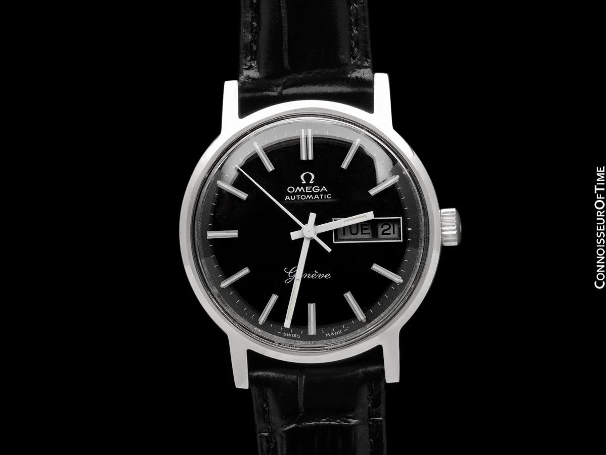 1976 Omega Geneve Vintage Automatic Day Date Mens Watch - Stainless Steel