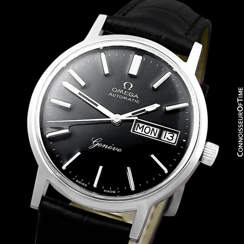 1976 Omega Geneve Vintage Automatic Day Date Mens Watch - Stainless Steel