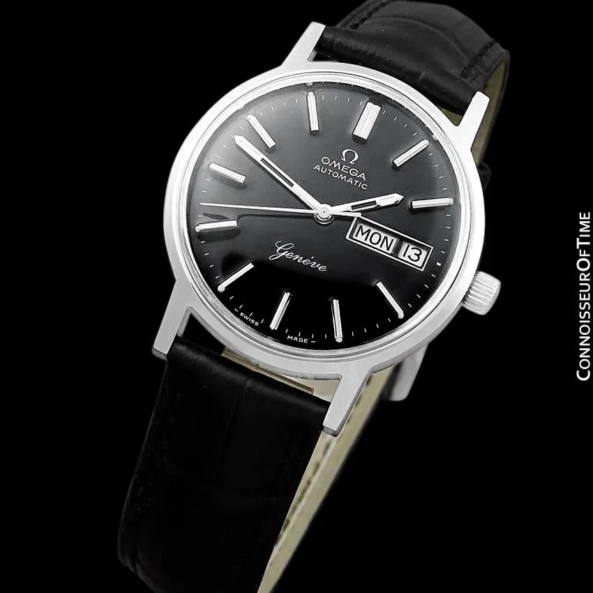 1976 Omega Geneve Vintage Automatic Day Date Mens Watch - Stainless Steel