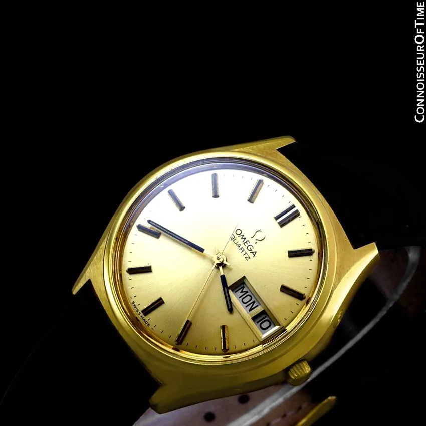 1976 Omega Vintage Mens Full Size Rare 1310 "Megaquartz" Watch - 18K Gold Plated & Stainless Steel