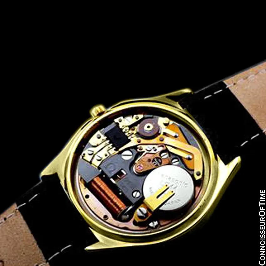 1976 Omega Vintage Mens Full Size Rare 1310 "Megaquartz" Watch - 18K Gold Plated & Stainless Steel