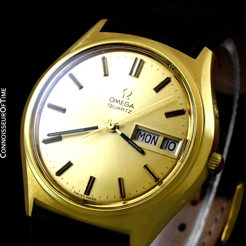 1976 Omega Vintage Mens Full Size Rare 1310 "Megaquartz" Watch - 18K Gold Plated & Stainless Steel
