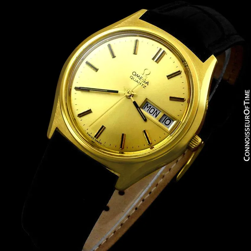 1976 Omega Vintage Mens Full Size Rare 1310 "Megaquartz" Watch - 18K Gold Plated & Stainless Steel