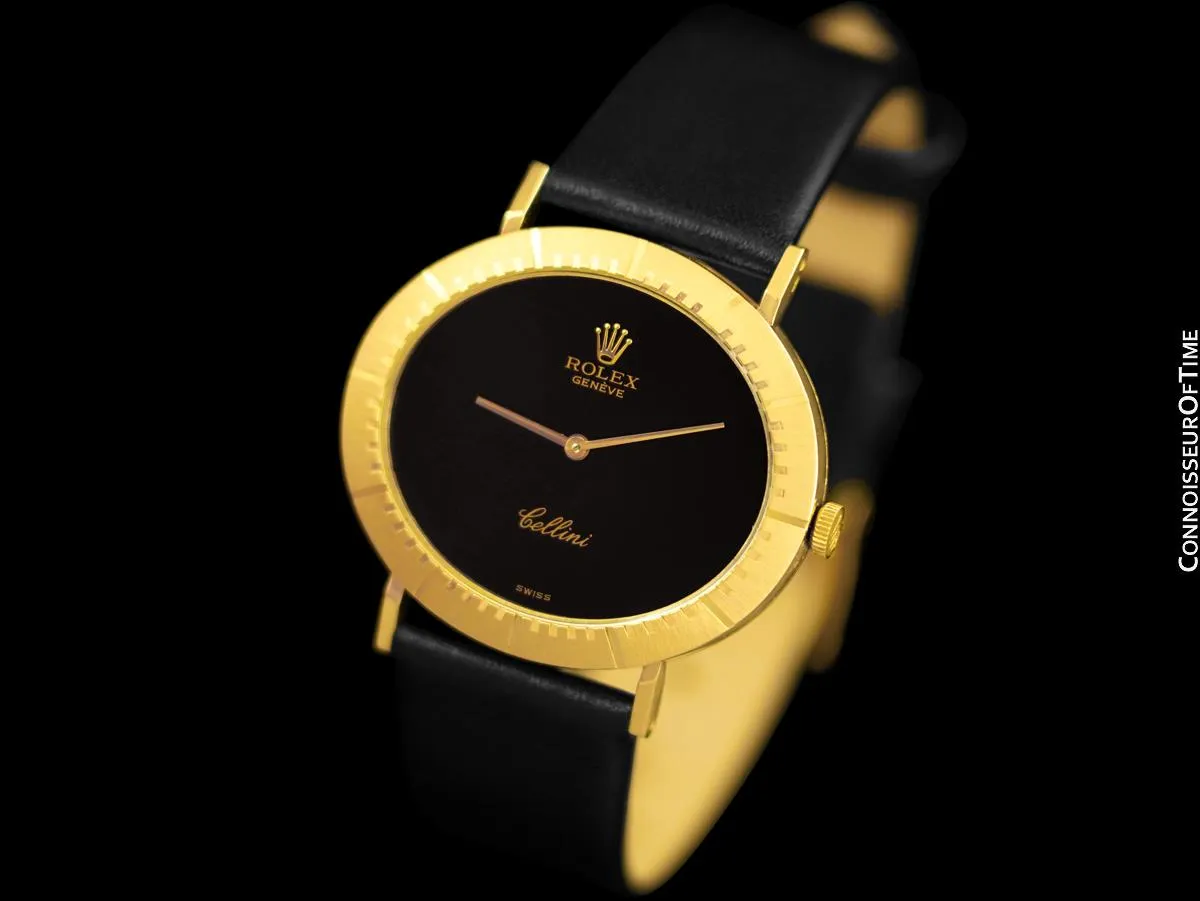 1976 Rolex Cellini Vintage Mens Handwound Oval Watch, Ref. 4083 - 18K Gold