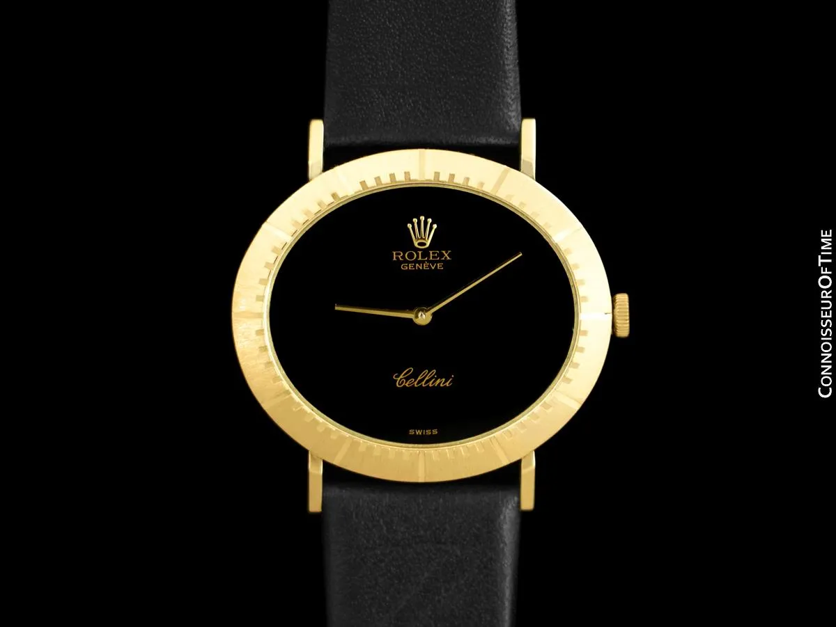 1976 Rolex Cellini Vintage Mens Handwound Oval Watch, Ref. 4083 - 18K Gold