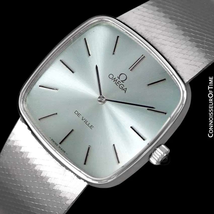 1978 Omega De Ville Vintage Mens Dress Watch with Light Tiffany Blue / Seafoam DIal - Stainless Steel