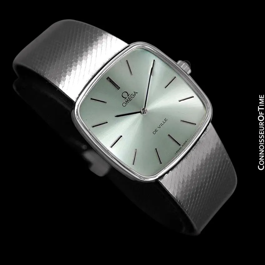 1978 Omega De Ville Vintage Mens Dress Watch with Light Tiffany Blue / Seafoam DIal - Stainless Steel