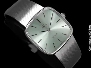 1978 Omega De Ville Vintage Mens Dress Watch with Light Tiffany Blue / Seafoam DIal - Stainless Steel