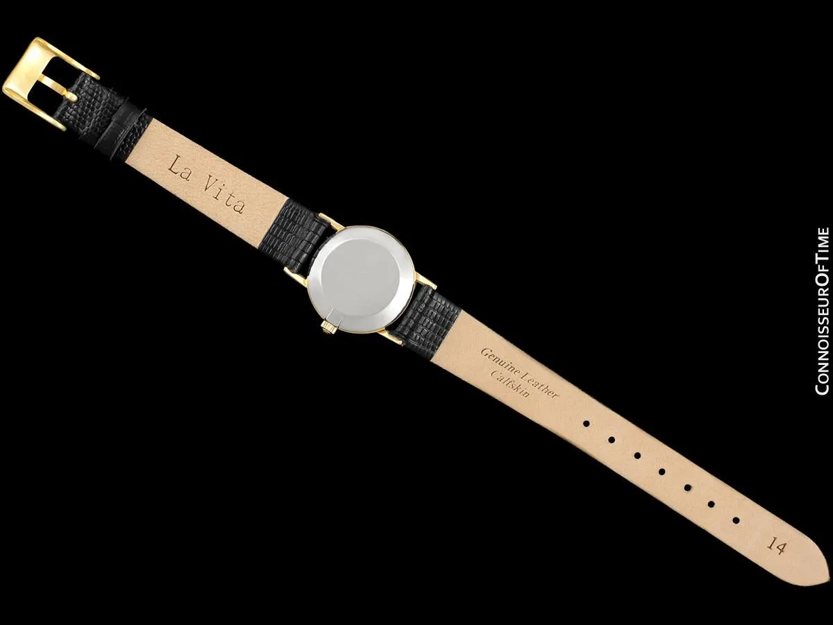 1979 Omega De Ville Vintage Ladies Dress Watch with Peach Dial - 18K Gold Plated & Stainless Steel