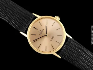 1979 Omega De Ville Vintage Ladies Dress Watch with Peach Dial - 18K Gold Plated & Stainless Steel