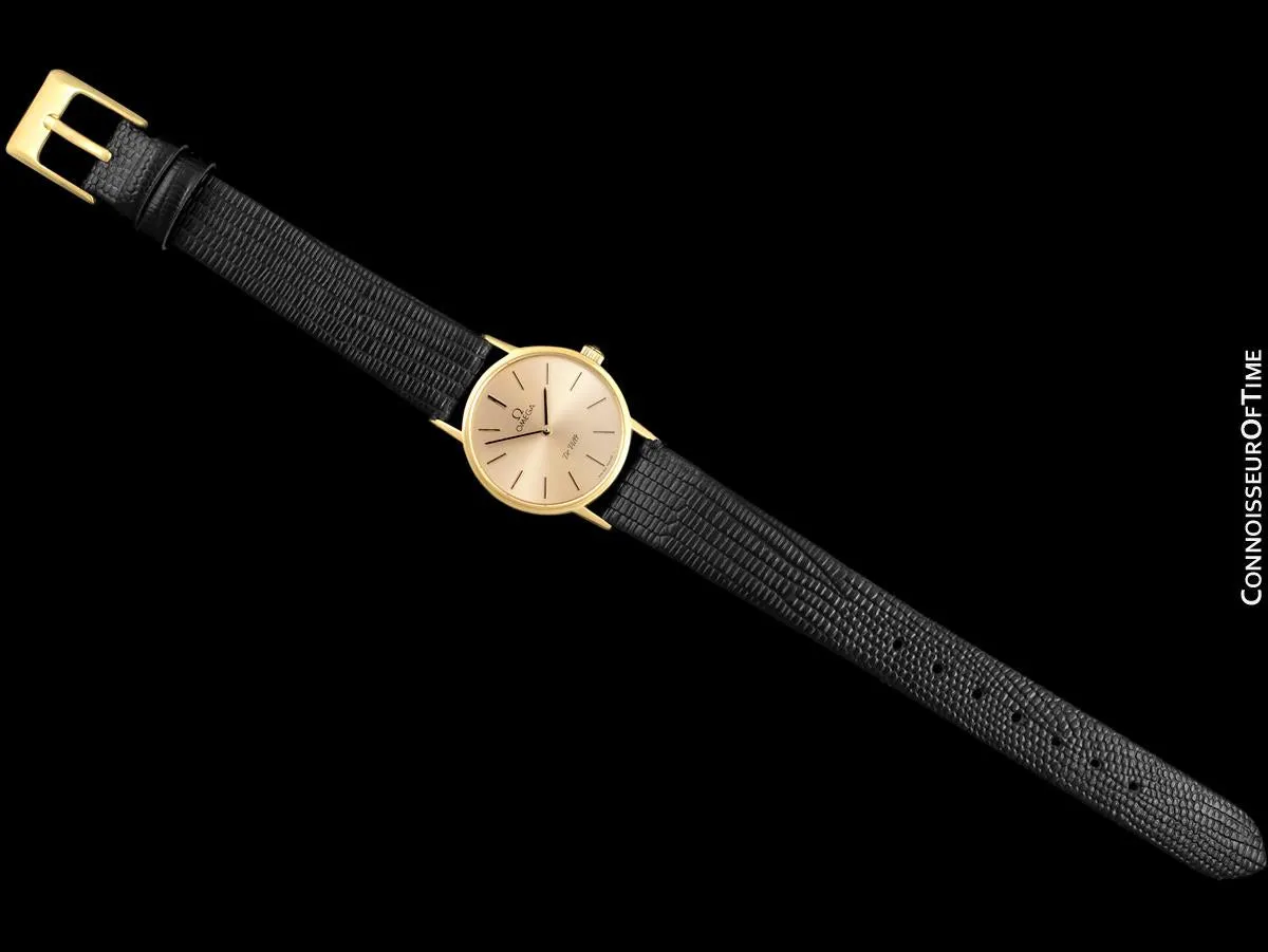 1979 Omega De Ville Vintage Ladies Dress Watch with Peach Dial - 18K Gold Plated & Stainless Steel