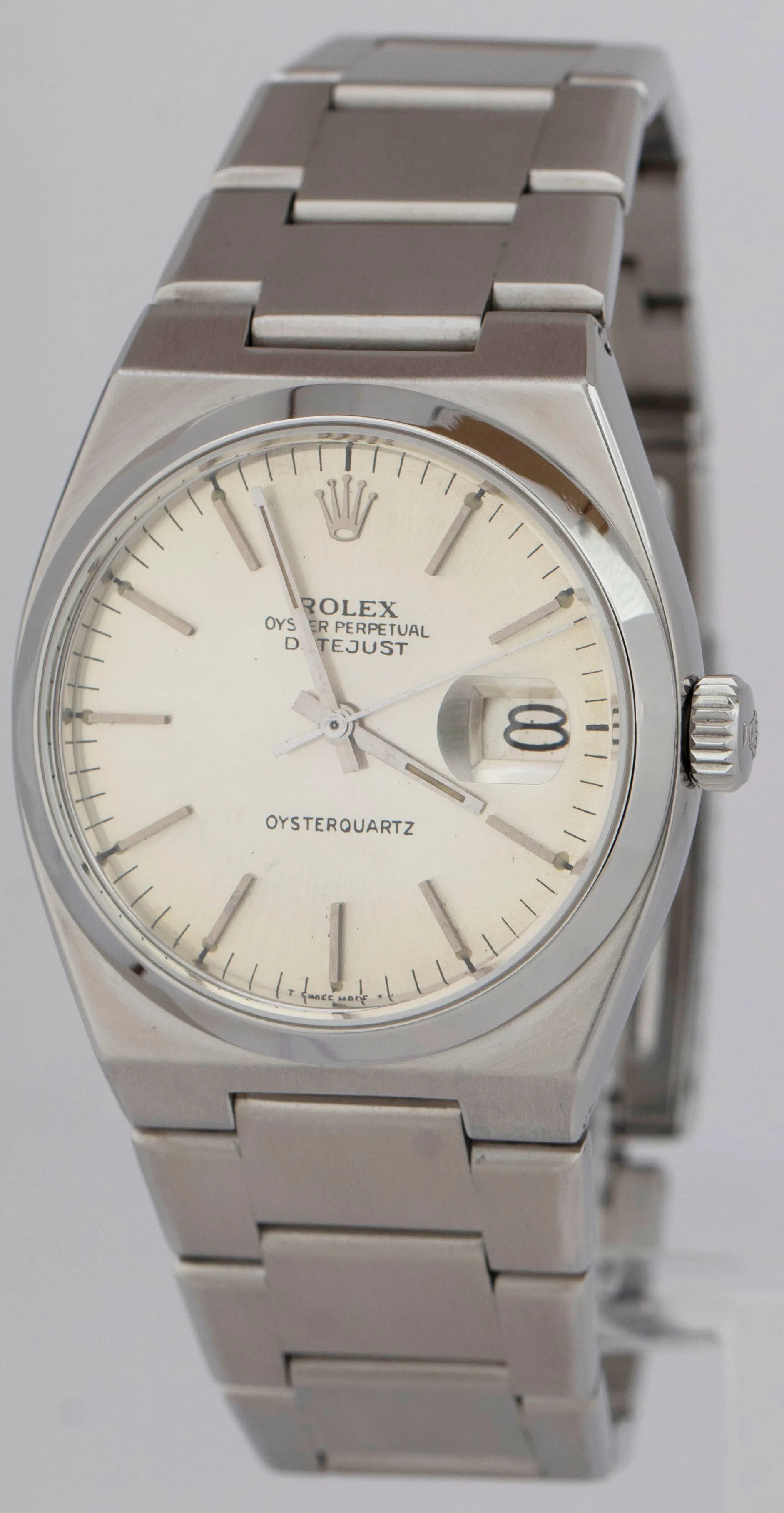 1979 Rolex Oysterquartz DateJust Stainless Steel Quartz Silver 36mm Watch 17000