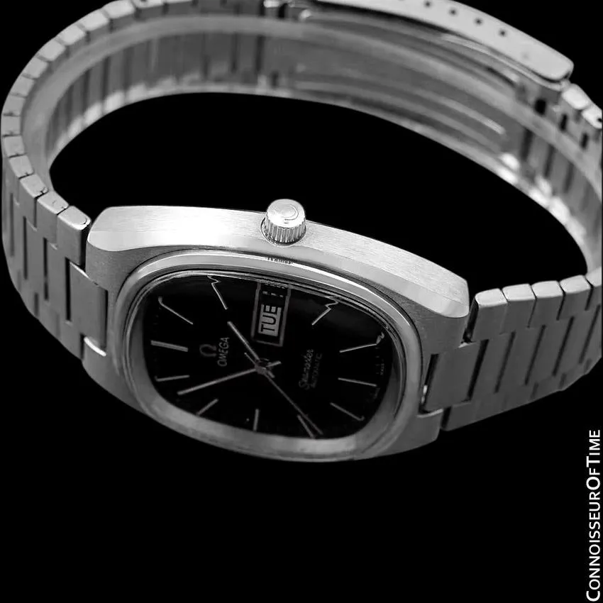 1980 Omega Seamaster Vintage Mens TV Watch, Automatic, Day Date - Stainless Steel