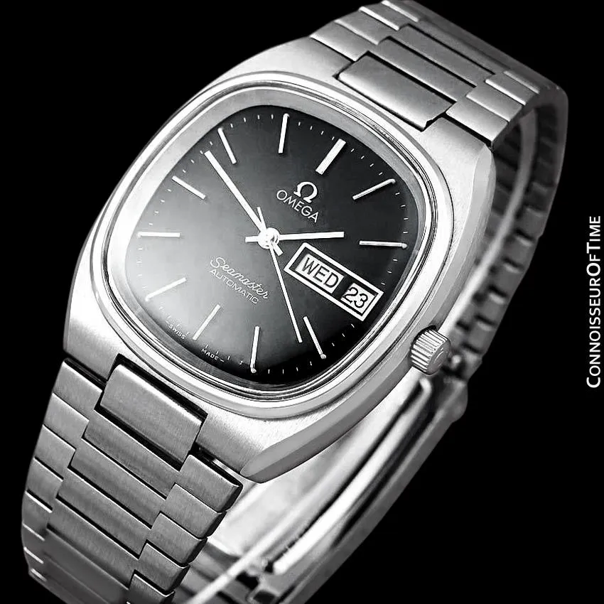 1980 Omega Seamaster Vintage Mens TV Watch, Automatic, Day Date - Stainless Steel