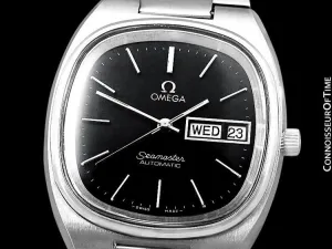 1980 Omega Seamaster Vintage Mens TV Watch, Automatic, Day Date - Stainless Steel