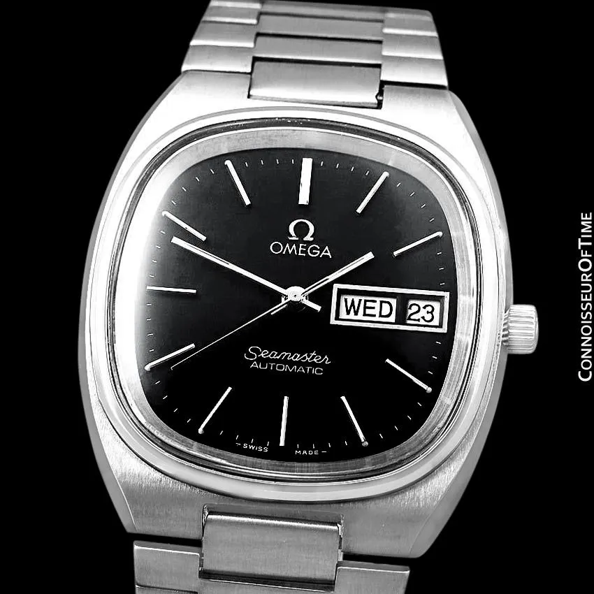 1980 Omega Seamaster Vintage Mens TV Watch, Automatic, Day Date - Stainless Steel