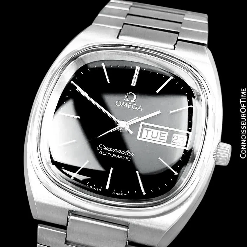 1980 Omega Seamaster Vintage Mens TV Watch, Automatic, Day Date - Stainless Steel