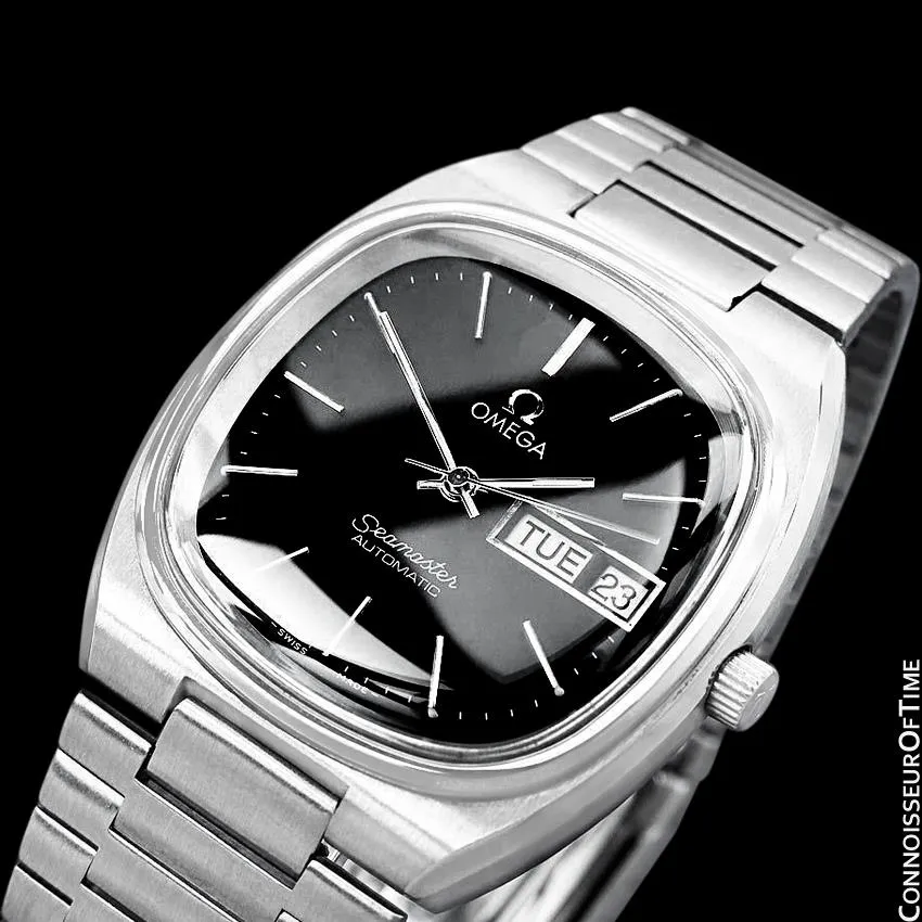 1980 Omega Seamaster Vintage Mens TV Watch, Automatic, Day Date - Stainless Steel