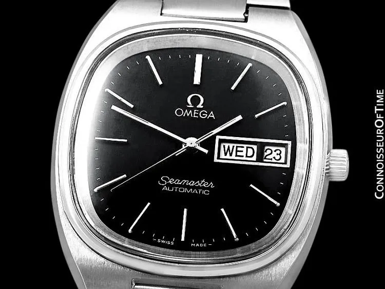 1980 Omega Seamaster Vintage Mens TV Watch, Automatic, Day Date - Stainless Steel