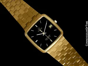 1980's Omega Seamaster Vintage Mens Midsize Retro Quartz Watch - 18K Gold Plated & Stainless Steel