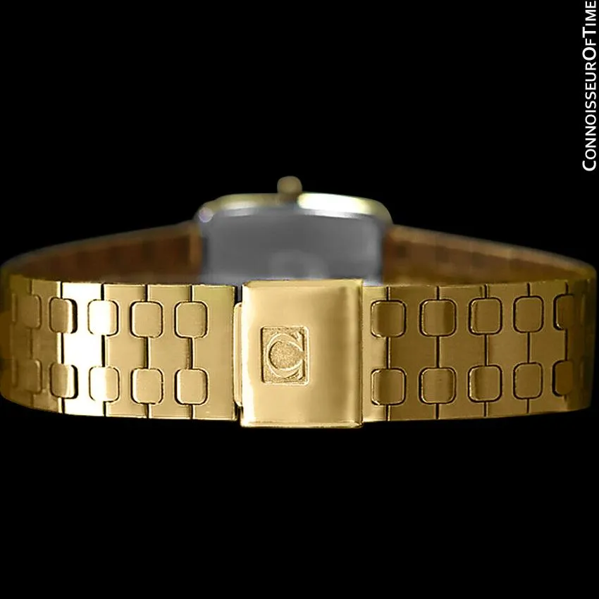 1980's Omega Seamaster Vintage Mens Midsize Retro Quartz Watch - 18K Gold Plated & Stainless Steel