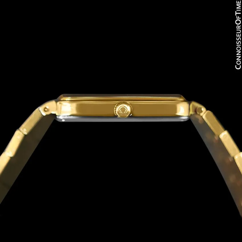 1980's Omega Seamaster Vintage Mens Midsize Retro Quartz Watch - 18K Gold Plated & Stainless Steel